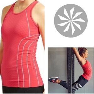 Athleta Finish Fast Line Neon Coral Tank Top EUC S